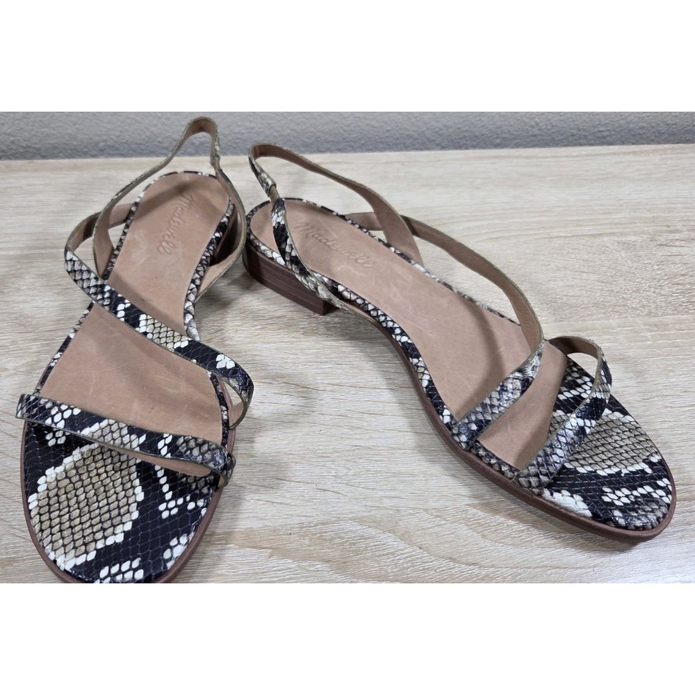 Madewell The Heidi Slingback Sandals with Snake Print‎ straps Women's Size 7.5